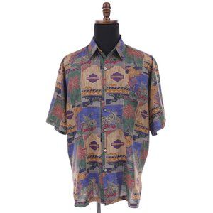 Harley Davidson Tori Richard Hawaiian Camp Shirt Men's XL Cotton Short Sleeve
